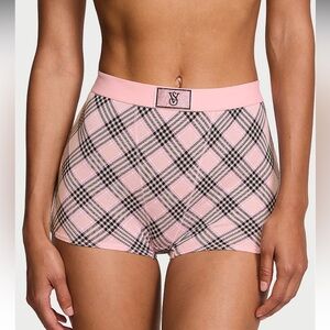 Victorias Secret Logo Cotton Shine Patch High-Waist Boyshort Panty Underwear.